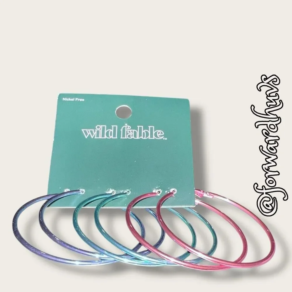 Bundle Sale 3 for $15 | Wild Fable Blue, Green & Pink Hoop Trio Earrings